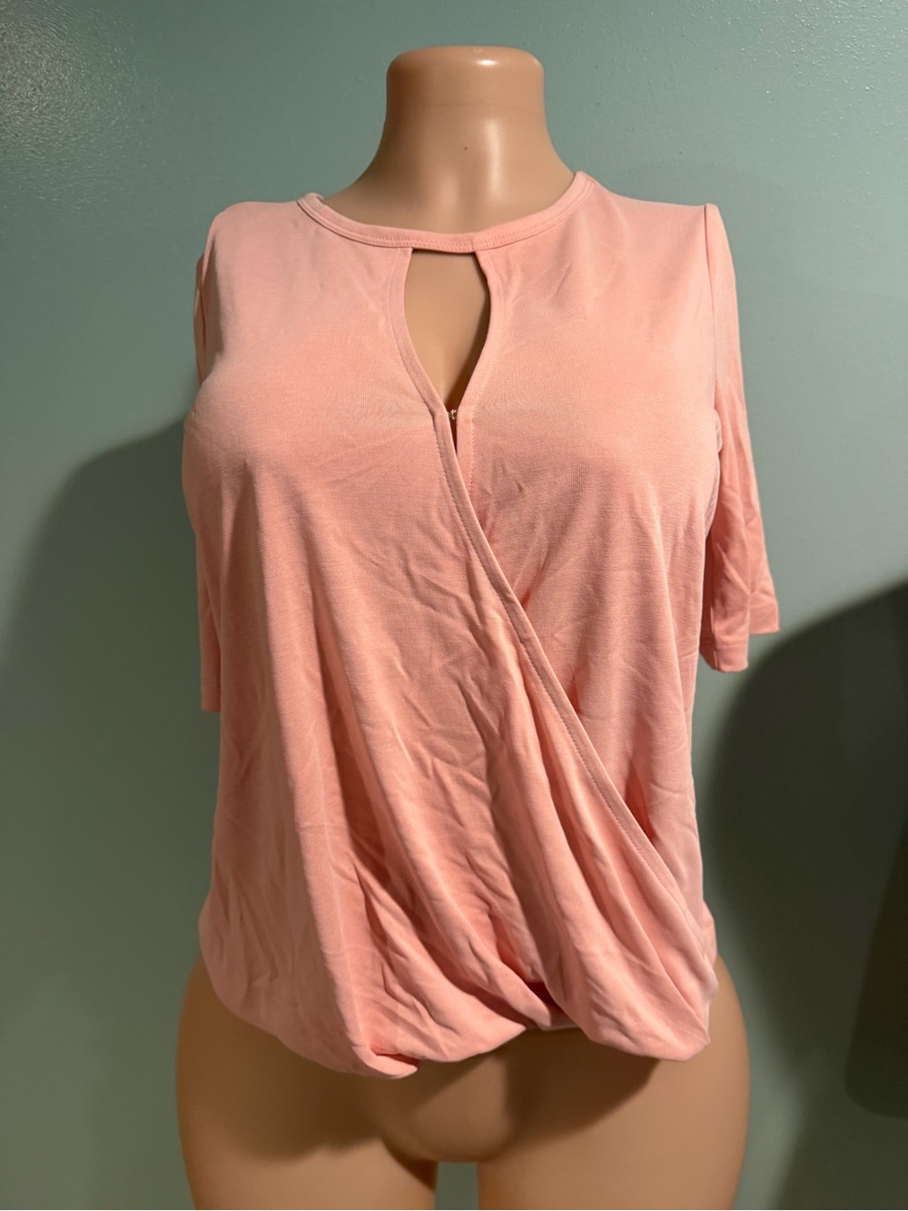 Banana Republic Soft Pink Faux-Wrap Short Sleeve Top